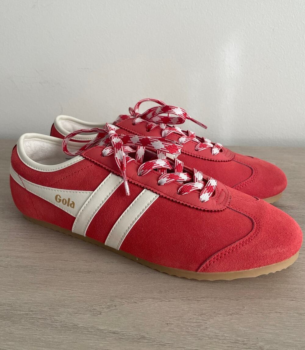 NWOB Gola Cleora Leather Sneakers Womens 8.5 Red Coral / Off-White Low Top